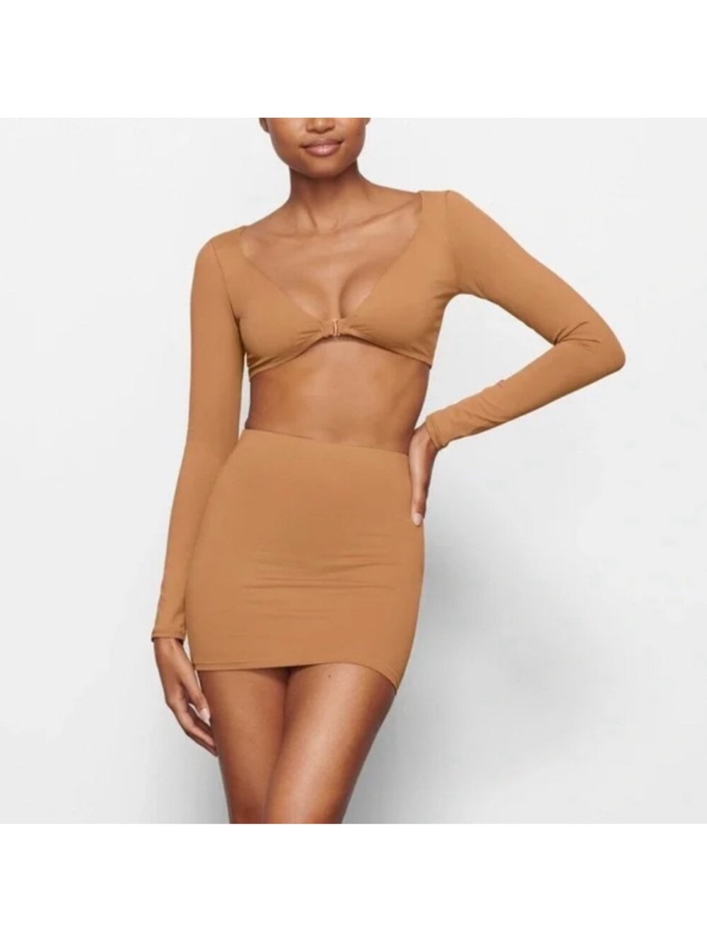 NWT SKIMS Swim Long Sleeve Shrug in Almond Size XS